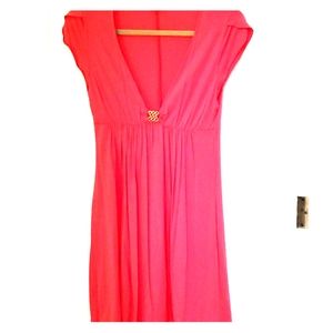 NEW Trina Turk Hot Pink Deep V Jersey Dress Size M